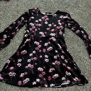 Ella Moss Black and Pink Floral Kids Dress